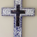 Crossed the Blue - Mosaic tiles on MDF block (60 x 40cm)