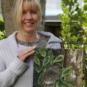 Rebecca with South Island Robin - Acrylic on stretched canvas board